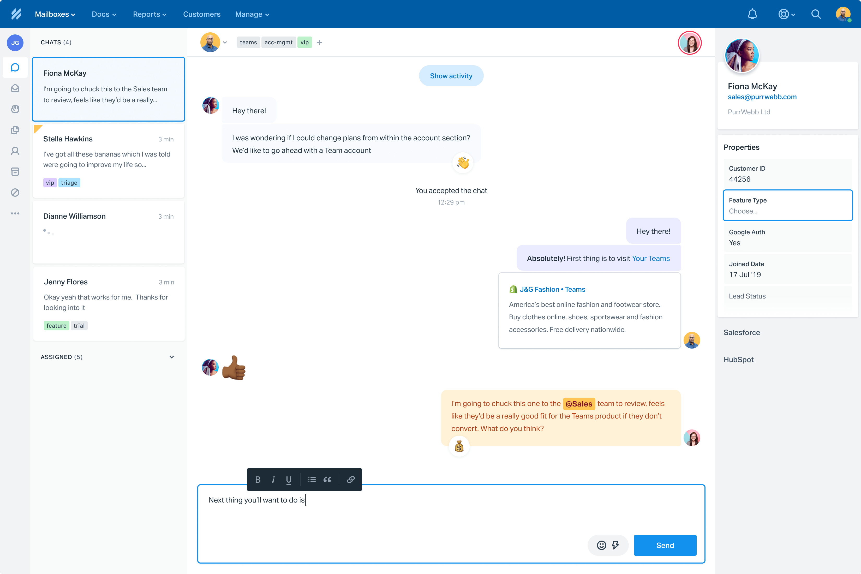 The full chat UI